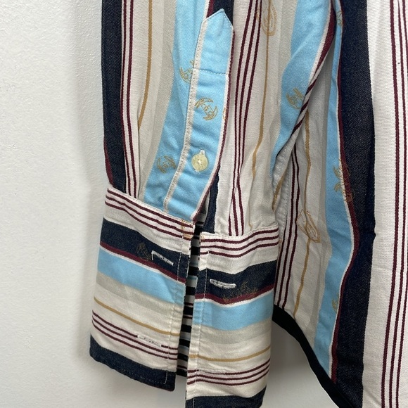 Phat Farm Button Down Shirt Mens 3XL Long Sleeve Multicolor Strip Front Pocket - Picture 7 of 10